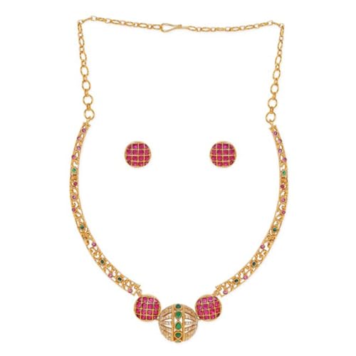Rubans 24K Gold Plated Ruby & Emerald CZ Studded Handcrafted Traditional Temple Necklace Set with Earrings for Women & Girls, Perfect for any Festive & Wedding Occasions (B0D6G7LSNH) Amazon Price History, Amazon Price Tracker