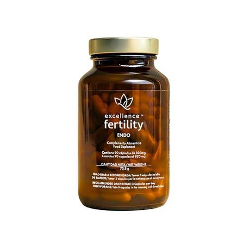Excellence Endo - Suplemento Natural para Endometriosis - Apoyo Antioxidante y Hormonal con Resveratrol, Cúrcuma, Quercetina, Té verde, Sauzgatillo, NAC y Magnesio | EXCELLENCE FERTILITY