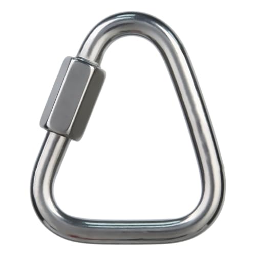 NbgrvB Mosquetón triangular de acero inoxidable para trabajos de escalada, espeleología y altura | Tamaños de 6/8/10 mm | Resistencia máxima de 60 KN | Paquete de 1 o 3 de 6 mm