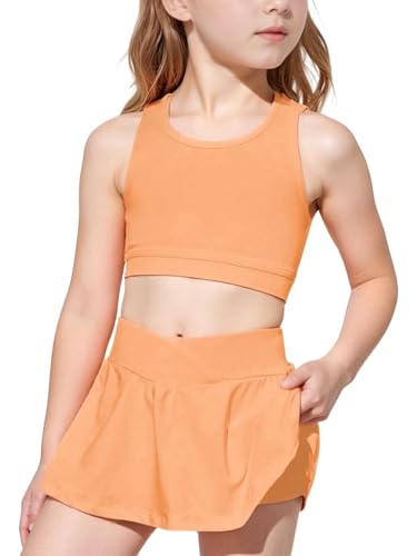 Image of SOLY HUX Toddler Girl's 2 Piece Workout Outfits Lightweight Crop Tank Tops and Skort Athletic Set