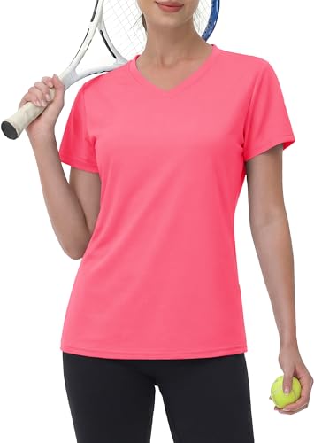 Image of MAGCOMSEN Women's Short Sleeve T-Shirt Quick Dry Athletic Tee Shirt Running Workout Yoga Top Tee Performance Shirts