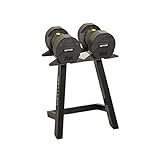 kettler vario 5 VARIO DUMBBELLS SELECT 55: Zwei Einzelhanteln ersetzen 20 Einzelhanteln durch variable Gewichtseinstellung von +4.5 bis 24.9kg in 2.25kg-Schritten. Die Gewichtseinstellung erfolgt über die Wählscheibe und den Feststellknopf. Die Hanteln liegen gut und sicher in der Hand und die Griffe sind aus antibakteriellem Stahl (pulverbeschichtet).