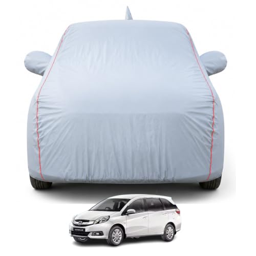 Image of Premium Car Cover for Mobilio Model | Waterproof, UV & Dust Protection | Mirror & Antenna Pocket | Triple Stitched, Soft Inner Lining, Belt & Buckle (Dark Grey)