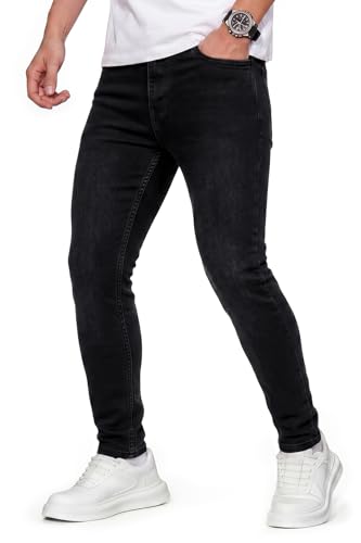 GINGTTO Black Jeans Men Skinny Stretch Denim Jeans for Men Slim Fit Pants 30W30L