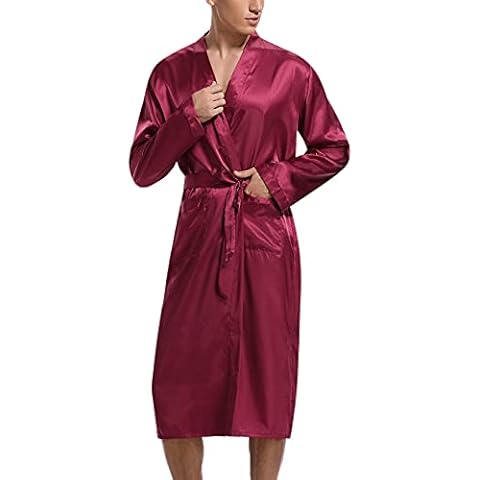 Irdcomps Men's Silk Satin Kimono Robe Cover