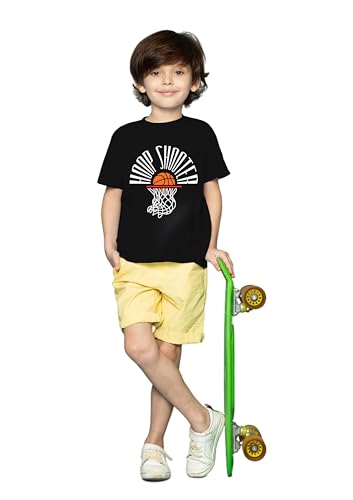 Image of Yazh Texworld Boys Round Neck Blended Cotton T-Shirts | Regular Fit | Half Sleeve | Casual Wear | Trendy | Combo Pack of 5 | Multicolor | Soft, Durable, and Stylish for Everyday use