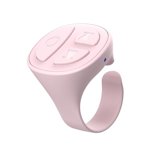 SOFAMIRI TikTok Scrolling Ring Bluetooth Camera Remote Scrolling Ring Remote for TikTok iPhone Facebook YouTube Instagram Android Phone (Pink Single Ring)