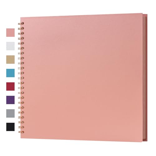 potricher 12 x 12 Inch DIY Scrapbook Album 40 Pages Hardcover Kraft Paper Scrap Book Photo Albums Memory Book for Wedding and Anniversary Family (Pink, 12 Inch) - 5