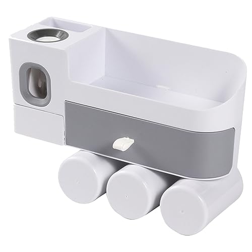 BEBEMOKO Organizador de Cepillos de Pared con Tazas Soporte Enjuague Bucal sin Perforación Baños Espacio y Mantiene