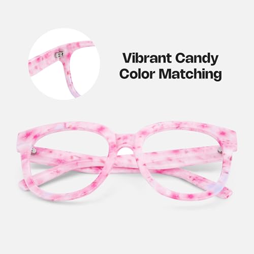 Image of Zeelool Oversized Square Glasses Frames for Women Fashion Pink Eyeglasses with Clear Lens Trendy Full Rim Designer Eyewear JGP049594-12