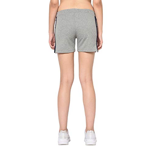 Image of Grey Women Solid Knitted Regular Fit Regular Shorts