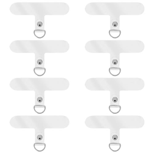 WKRTDY Correa de cordón para móvil con 8 Parches de Repuesto y Anillo metálico Accesorio Antipérdida,Almohadillas de cordón para teléfono móvil,Parche Transparente