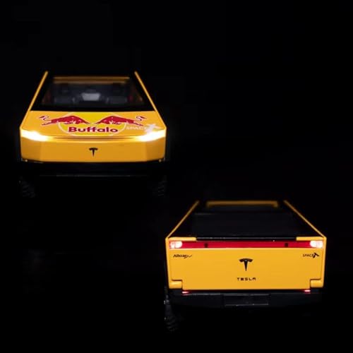 Image of Scale 1:32 Tesla Cybertruck Pickup Red Ball Edition Alloy Diecast Pullback Metal Car Toy with Sound Light & Opening Doors - Great Gift Toy for Kids [ Color as per Stock ]