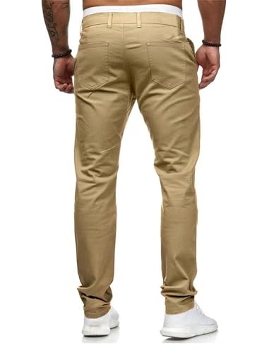 Image of HUNGSON Mens Chinos Dress Pants Slim Fit Stretch Business Casual Golf Work Slacks Trousers