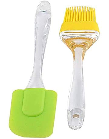 SEASPIRIT Silicone Spatula and Brush Set for Pastry, Cake Mixer, Silicon Oil Brush (Color Varies Based on Availability)