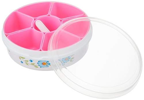 Image of HomeWiz Round Masala Box 1500ml | BPA-Free Large Airtight Masala Dabba | Food Grade Transparent Spice Container For Kitchen | Masala Container Set with Measuring Spoons | For Spices & Dry Fruits