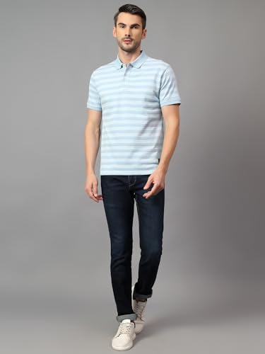 Image of Cantabil Regular Fit Striped Polo Neck Half Sleeve Casual T-Shirt for Men | Half Sleeves Polo Neck T-Shirts for Men | Mens Polo Neck T-Shirt (P MTSH00466)