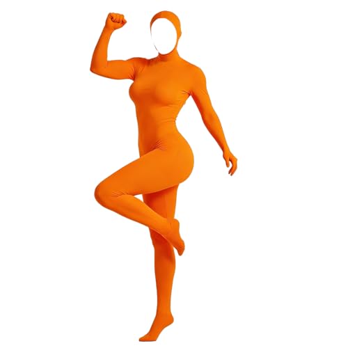 QingWing Orange Karneval Kostüm Allgemein Open Face Cosplay Jumpsuit 150cm Ganzkörperanzug Herren Damen Halloween für Party Halloween Weihnachten Anime Bühnen Performance Karneval Orange Outfit