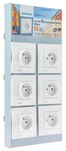 Prises 2P+T Siemens pour remplacer vos vieilles prises de courant jaunies lot de 6 blanc universel