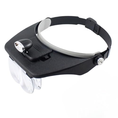 【Ptomoto】メガネ型 ヘッドルーペ 2 灯式 LED ライト付 倍率 1.2 倍 1.8 倍 2.5 倍 3.5 倍 ブラック 作業用拡大鏡 R1