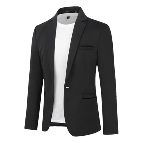 Men Solid Slim Fit Stretch Blazer Sporty Business Suit Jacket Lightweight Formal Coats Blazer
