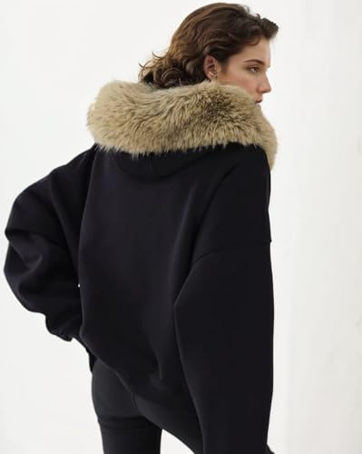 Unisex Zip Up Hoodie Men Fur Hood Jacket Grunge 2000s Lightweight Vintage Cropped Sweatshirt Y2k Streetwear4