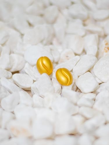 Generic Pre-Columbian Coffee Bean Earrings Handmade in Colombia 24K Gold Plated Pewter Stud Earrings Colombian Gold Museum Museum Reproduction Pre-Hispanic Culture, 0.474