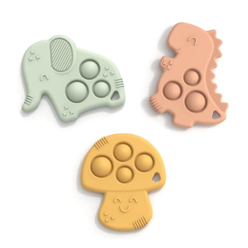 Image of Cozinester Sensory Toys, Baby Toys 6-12 Months - Animal Shaped, BPA Free Soft and Textured Silicone Teether, Newborn Essentials Must Haves, Baby Essentials, Toddler Toys For Teething Relief (Set of 3)