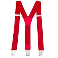 Glamexx24 Hosenträger für Herren Einstellbar und Elastisch, Y Form, Breit 4 cm mit 3 Starken Clips Einheitsgröße Hosenträger für Männer und Damen,Rot