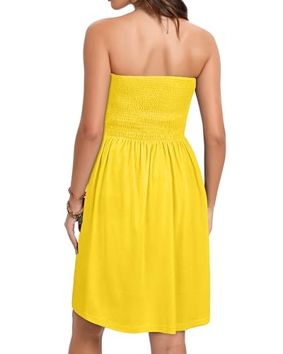 Image of elescat Summer Dresses for Women 2026 Strapless Casual Beach Cover Ups Tube Top Sundress