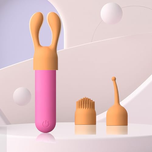 CHARMING Personal 4 in 1 Mini Massager - Powerful Multi Speed Vibration Wand - Handheld Quiet & Waterproof Massager - Perfect for Travel Relaxation Relieves Back Legs Muscles (Red 4 in 1)