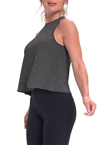Image of Mippo Crop Tops for Women Womens Workout Tops Flowy Cropped Tank Tops Athletic Shirts