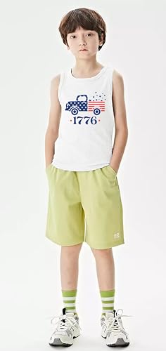 Image of 4th of July Tank Tops Boys Girls American Flag Shirts Kids Patriotic USA T-Shirt Cotton Sleeveless Tees Tops 1-7T