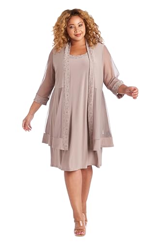 Image of R&M Richards Women's 2-Piece Jacket Dress Set | Knee Length Sheath W / 3 /4 Sleeve Jacket | Mother of the Bride Cocktail Party