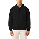 Dickies MENS FULL ZIP THERMAL LINED FLEECE HOODIE, BLACK, L RG