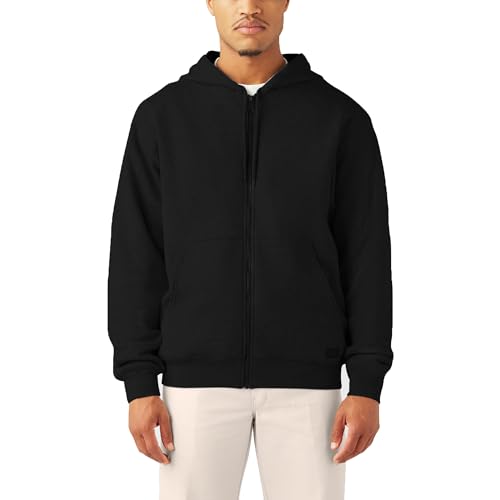 Dickies MENS FULL ZIP THERMAL LINED FLEECE HOODIE, BLACK, L RG
