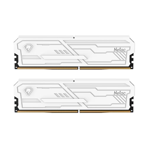 Netac DDR4 DRAM 32GB Kit16GBx2 C16 3200MHz XMP 2.0 Dual Channel RAM (PC4-25600) 1,35V 288 pinos atualizado, dissipador de calor de alumínio ideal para atualização de computador de jogos - Shadow III