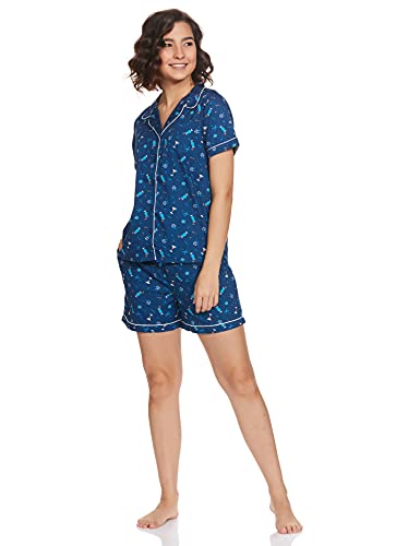 Image of Amazon Brand - Eden & Ivy Women's Cotton Regular Fit Shirt and Shorts Night Suit (Night Wear | Co-ord Set | Lounge Wear Set)