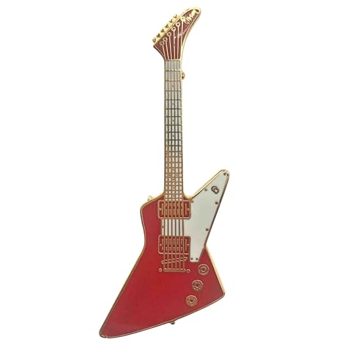 ギブソン エクスプローラー ギター ピン(ブローチタイプ) 赤 PIN Gibson Explorer 1958 Black Electric Guitar - 24K Gold Plated Hat / Lapel RED W/WHITE PICKGUA