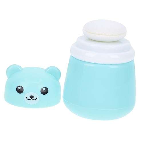 OHPHCALL Blue Travel Size Kit Newborn Powder Puff Box for Toddlers Infants Powder Dispenser Storage Bottle Adorable Bear Design