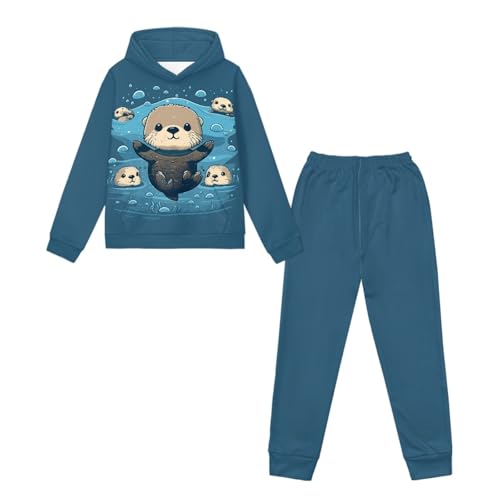 Girls Sweatsuit Casual Sweat Suits for Kids 5-12 Long Sleeve Tracksuit Sets Hoodie Sweatshirt and Jogger Pant