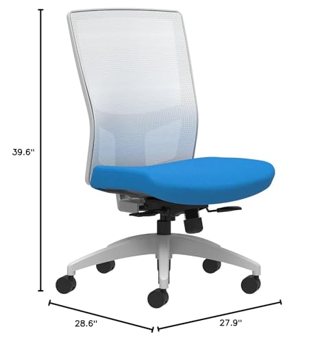 Union & Scale Workplace2.0 Fabric Task Chair, Cobalt, Integrated Lumbar, Armless, Synchro-Tilt w/Seat Slide Control (53498)