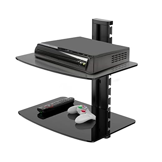 DAWASAPAT Floating AV Shelf, Double Floating DVD DVR Shelves, DVD Wall Mount Shelf, DVD Player Shelf, DVD Shelf Wall Mount, TV Shelf with Strengthened Tempered Glasses for DVD Players
