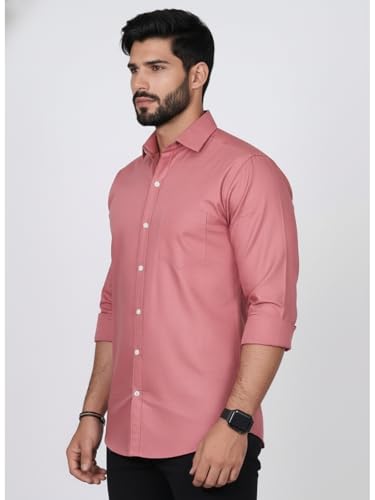 Image of Full Sleeve Black Formal Shirt for Men Cotton Regular Fit Casual - Pure Premium Branded Shirts for Men Formal Stylish Slim Plain Solid Man Wear as Office and Party
