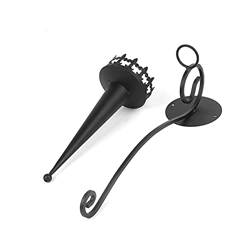 Yuhoo Wall Candle Sconces, Set Of 2 Iron Vintage Torch Design Pillar Candle Sconces Holder, Wall Art Decoration Home Decoration Tealight Candle Stand For Bedroom Dining Room, Black, Free Size #TOP1