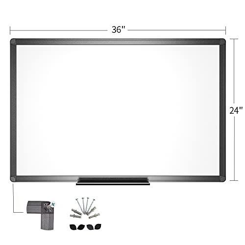 Viz-Pro Magnetic Dry Erase White Board, 36 X 24 Inches, Black Aluminium Frame #TOP2
