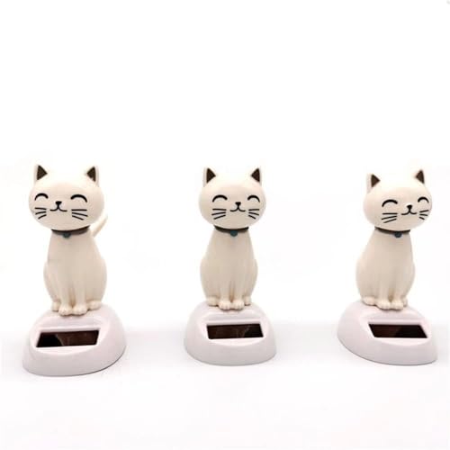 GANPUB White Cat Solar Powered Decor, Solar Shaking Cat Desktop Decoration,Solar Shaking Cat Desktop Decoration for Home Office, Decor, Solar Power Kits