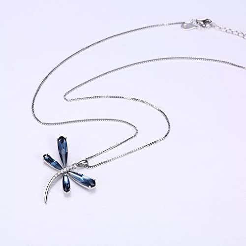 Collier libellule bleu en cristal anti-ternissement pour sublimer vos robes de soirée - 4