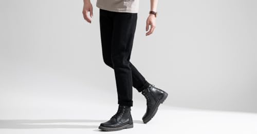 Jousen Men's Boots Chukka Motorcycle Boots Premium Leather Casual Combat Ankle Dress Boot for Men4