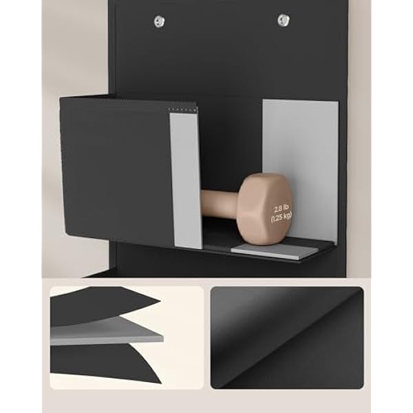 SONGMICS Настенный органайзер с 4 карманами на дверь 33 5 x 12 x 100 см Для спальни офиса детской комнаты черный коллекция TINA RDH004B02